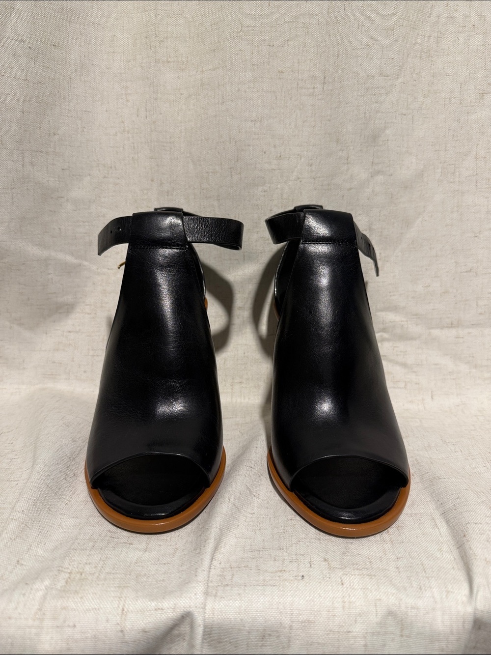 Vince Camuto Black Open-Toe Ankle Strap Mules
